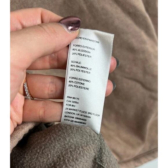 Urban Outfitters Cropped Zip Sweatshirt Brown Fleece Lined Minimalist Size Med - Picture 5 of 6